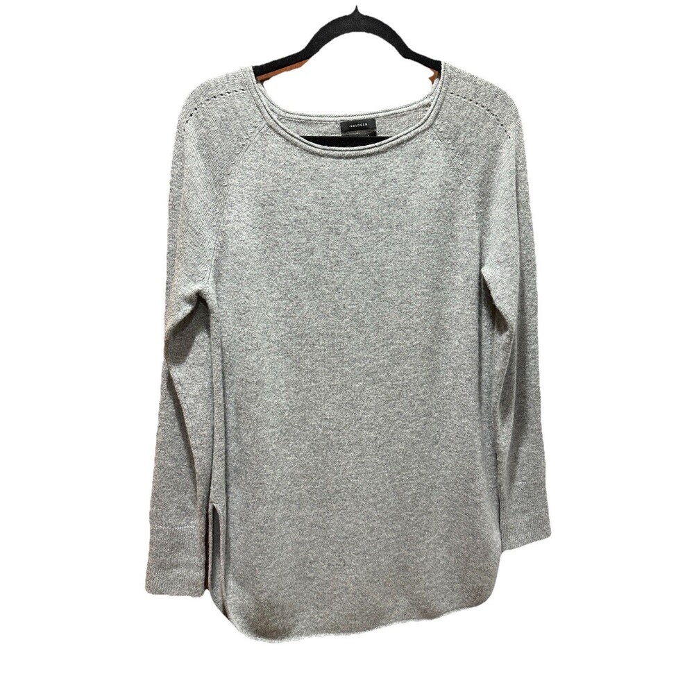 Halogen Gray Tunic Sweater Cashmere Wool Blend Women’s M Minimalist Comfort